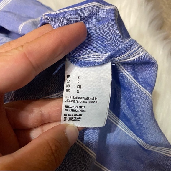 American Eagle: Striped Off The Shoulder Flowy Ruffle Slip Mini Dress Small - Picture 10 of 11